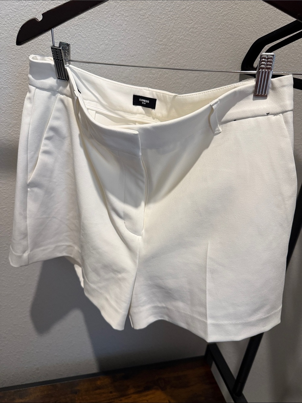 Express Cream High-Waist Tailored Shorts